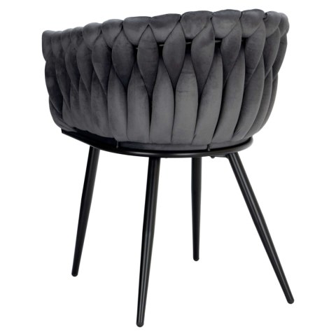 KRZESŁO WELUROWE PLECIONE COFTON BLACK VELVET GRAFITOWY