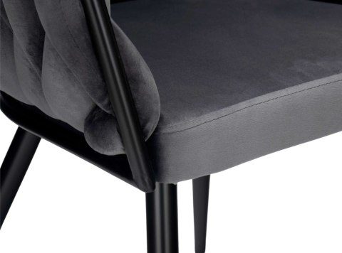 KRZESŁO WELUROWE PLECIONE COFTON BLACK VELVET GRAFITOWY