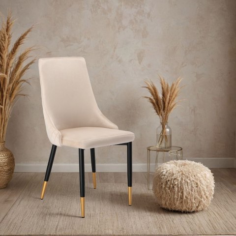 KRZESŁO WELUROWE TAPICEROWANE VERMONT VELVET BEŻOWE