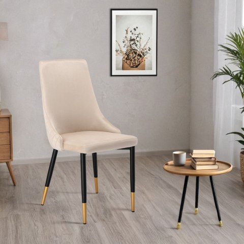 KRZESŁO WELUROWE TAPICEROWANE VERMONT VELVET BEŻOWE