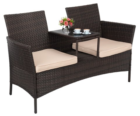 ŁAWKA Z TECHNORATTANU OGRODOWA CORDOBA BRĄZOWA