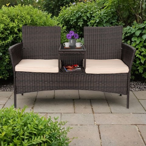 ŁAWKA Z TECHNORATTANU OGRODOWA CORDOBA BRĄZOWA