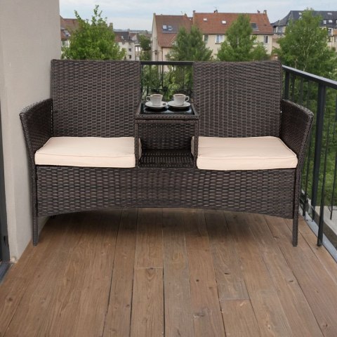 ŁAWKA Z TECHNORATTANU OGRODOWA CORDOBA BRĄZOWA