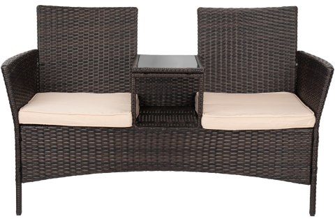 ŁAWKA Z TECHNORATTANU OGRODOWA CORDOBA BRĄZOWA