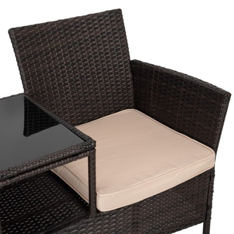 ŁAWKA Z TECHNORATTANU OGRODOWA CORDOBA BRĄZOWA