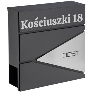 SKRZYNKA POCZTOWA NA LISTY BORIS ANTRACYT Z NAPISAMI