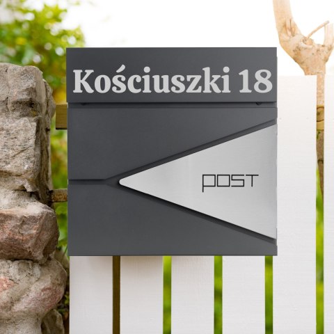SKRZYNKA POCZTOWA NA LISTY BORIS ANTRACYT Z NAPISAMI