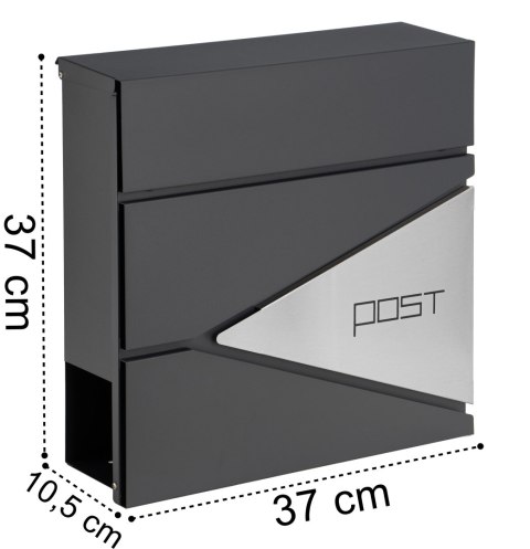 SKRZYNKA POCZTOWA NA LISTY BORIS ANTRACYT Z NAPISAMI