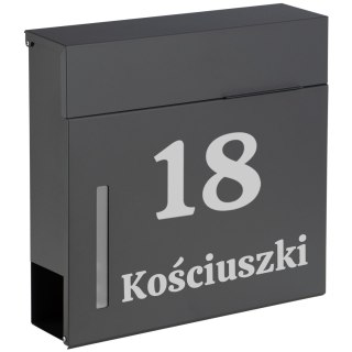 SKRZYNKA POCZTOWA NA LISTY JEREZ ANTRACYT Z NAPISAMI