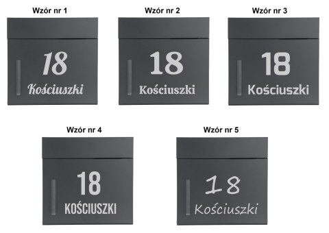 SKRZYNKA POCZTOWA NA LISTY JEREZ ANTRACYT Z NAPISAMI