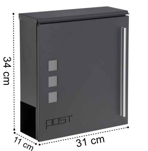 SKRZYNKA POCZTOWA NA LISTY MILUZ ANTRACYT Z NAPISAMI