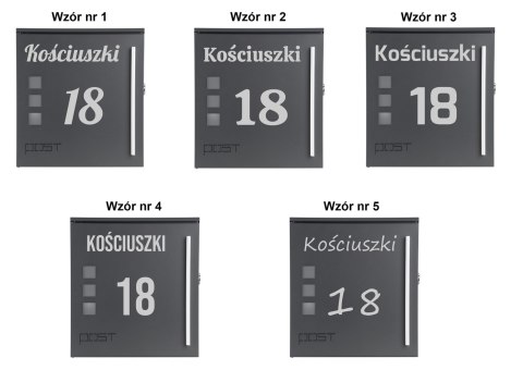 SKRZYNKA POCZTOWA NA LISTY MILUZ ANTRACYT Z NAPISAMI