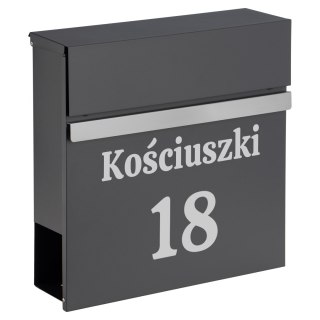 SKRZYNKA POCZTOWA NA LISTY NORTON ANTRACYT Z NAPISAMI