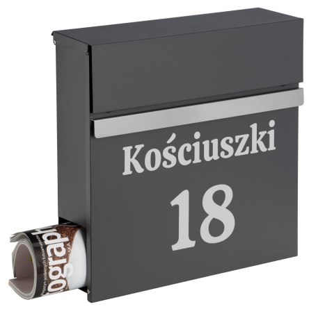 SKRZYNKA POCZTOWA NA LISTY NORTON ANTRACYT Z NAPISAMI