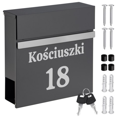 SKRZYNKA POCZTOWA NA LISTY NORTON ANTRACYT Z NAPISAMI