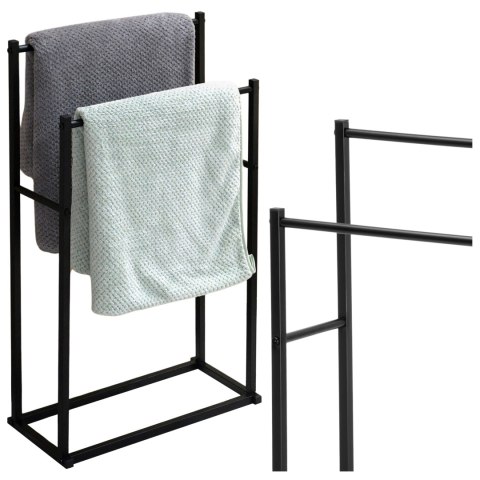 STOJAK WIESZAK NA RĘCZNIKI 2 RAMIONA TORMES CZARNY