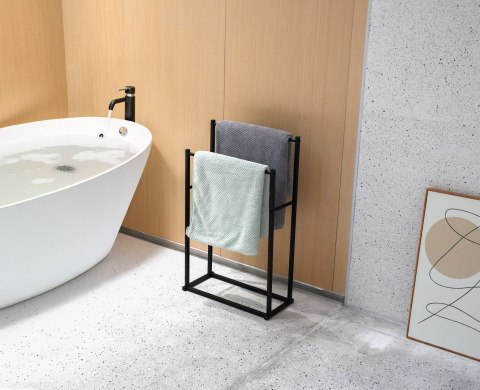 STOJAK WIESZAK NA RĘCZNIKI 2 RAMIONA TORMES CZARNY