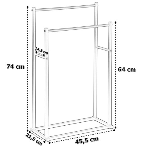 STOJAK WIESZAK NA RĘCZNIKI 2 RAMIONA TORMES CZARNY
