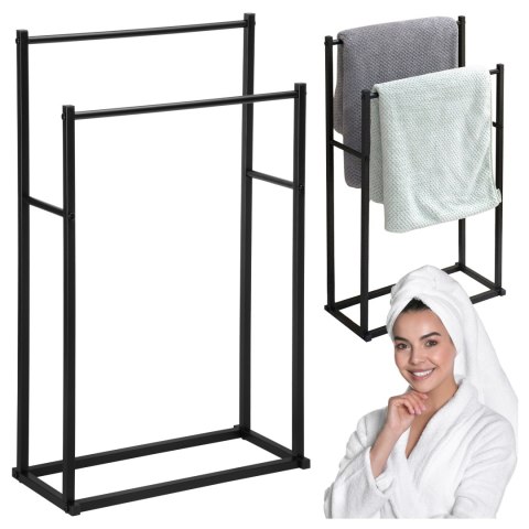 STOJAK WIESZAK NA RĘCZNIKI 2 RAMIONA TORMES CZARNY