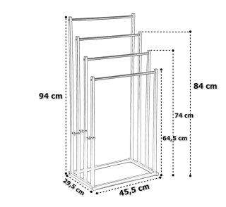 STOJAK WIESZAK NA RĘCZNIKI 4 RAMIONA TORMES CZARNY