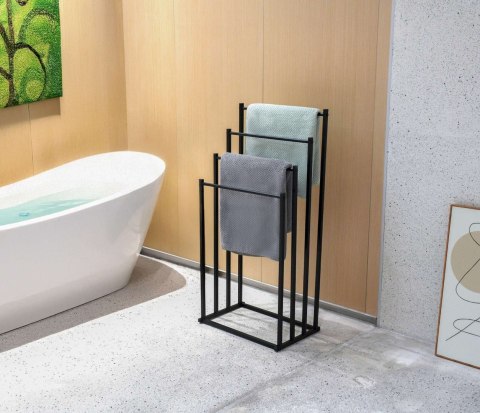 STOJAK WIESZAK NA RĘCZNIKI 4 RAMIONA TORMES CZARNY