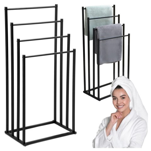 STOJAK WIESZAK NA RĘCZNIKI 4 RAMIONA TORMES CZARNY