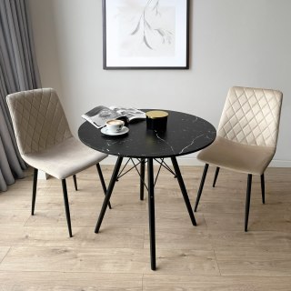 STOLIK OKRĄGŁY PARIS BLACK DTW 80 CM MARMUR CZARNY