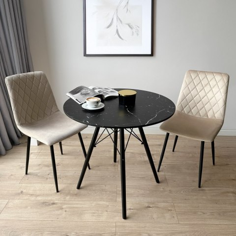 STOLIK OKRĄGŁY PARIS BLACK DTW 80 CM MARMUR CZARNY