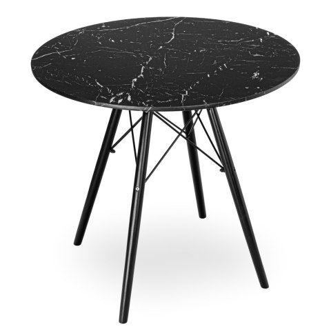 STOLIK OKRĄGŁY PARIS BLACK DTW 80 CM MARMUR CZARNY