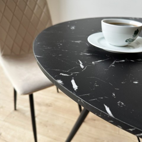STOLIK OKRĄGŁY PARIS BLACK DTW 80 CM MARMUR CZARNY