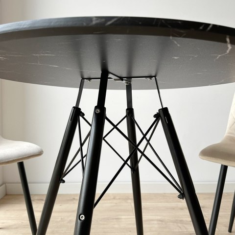 STOLIK OKRĄGŁY PARIS BLACK DTW 80 CM MARMUR CZARNY