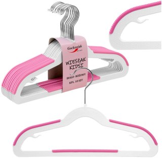 WIESZAK KIDSI KOMPLET 10 SZTUK BIAŁO-RÓŻOWY