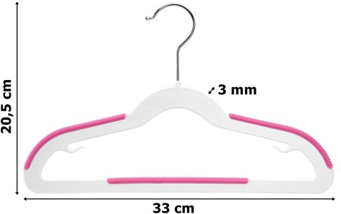 WIESZAK KIDSI KOMPLET 10 SZTUK BIAŁO-RÓŻOWY