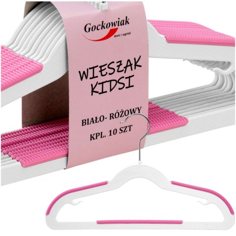 WIESZAK KIDSI KOMPLET 10 SZTUK BIAŁO-RÓŻOWY