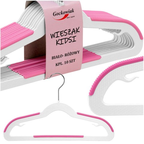 WIESZAK KIDSI KOMPLET 10 SZTUK BIAŁO-RÓŻOWY