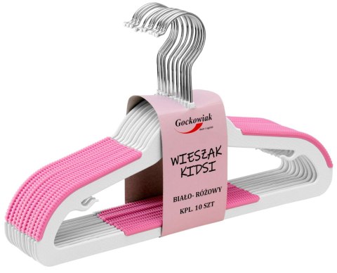 WIESZAK KIDSI KOMPLET 10 SZTUK BIAŁO-RÓŻOWY