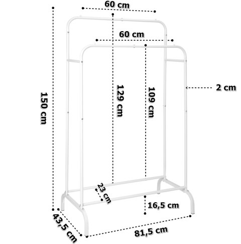 WIESZAK STOJĄCY PODWÓJNY BAGRUS BIAŁY