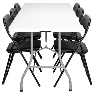 ZESTAW CATERINGOWY FETA WHITE 180 CM + 6 KRZESEŁ BASICO