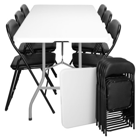 ZESTAW CATERINGOWY FETA WHITE 180 CM + 6 KRZESEŁ BASICO