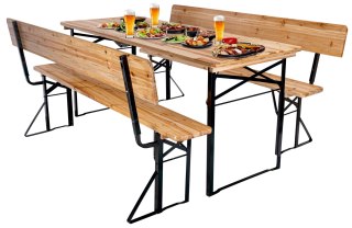 ZESTAW OGRODOWY STALOWO-DREWNIANY PORTER 175 CM STÓŁ+ 2 ŁAWKI