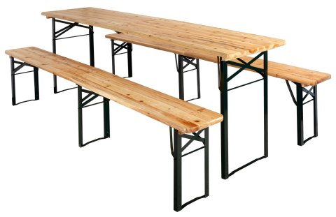 ZESTAW STALOWO-DREWNIANY LAGER: STÓŁ + 2 ŁAWKI 220 CM