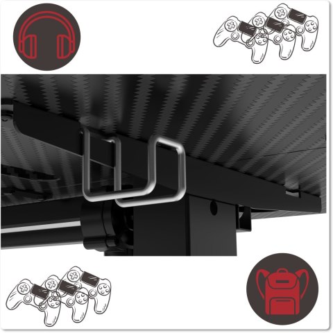 Biurko gamingowe SHADOW GAMER elektryczne 2.0 LED RGB 160 cm