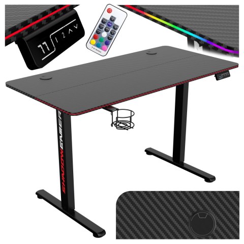 Biurko gamingowe SHADOW GAMER elektryczne 2.0 LED RGB 160 cm