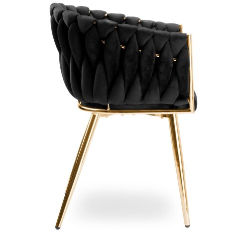 Krzesło welurowe plecione COFTON Gold VELVET Czarny