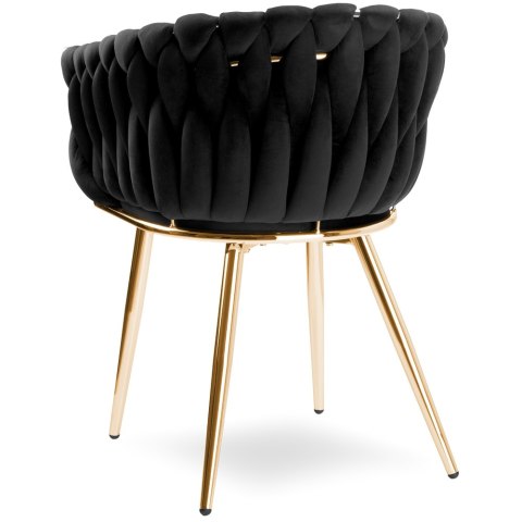 Krzesło welurowe plecione COFTON Gold VELVET Czarny