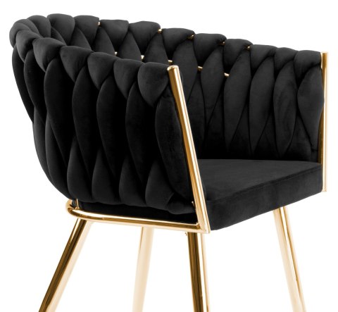 Krzesło welurowe plecione COFTON Gold VELVET Czarny