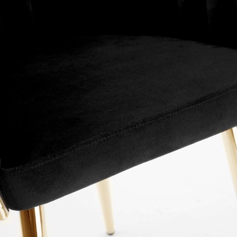 Krzesło welurowe plecione COFTON Gold VELVET Czarny