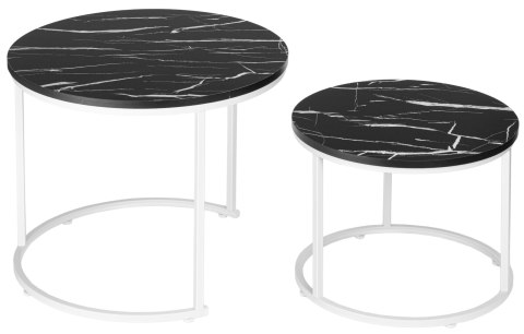 Zestaw dwóch stolików Biały Galen Small Czarny Marmur