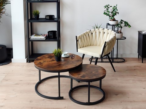 Zestaw dwóch stolików loft Galen Rustic