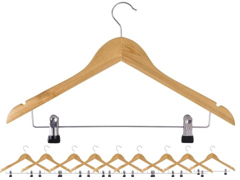 DREWNIANY WIESZAK Z KLIPSAMI HENRYK 10 SZTUK